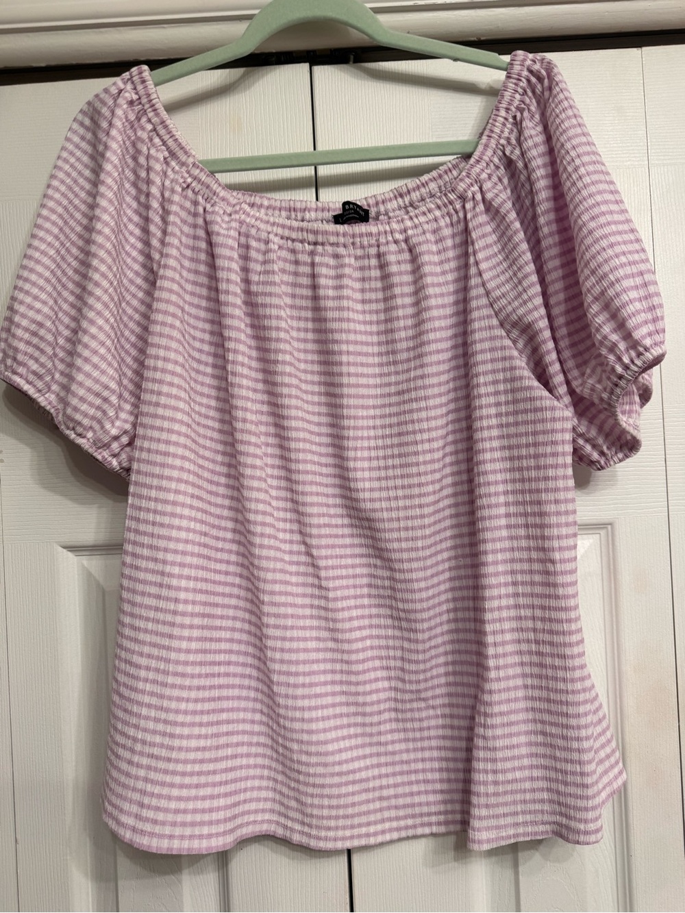 Lane Bryant Lavender Gingham Off-Shoulder Top